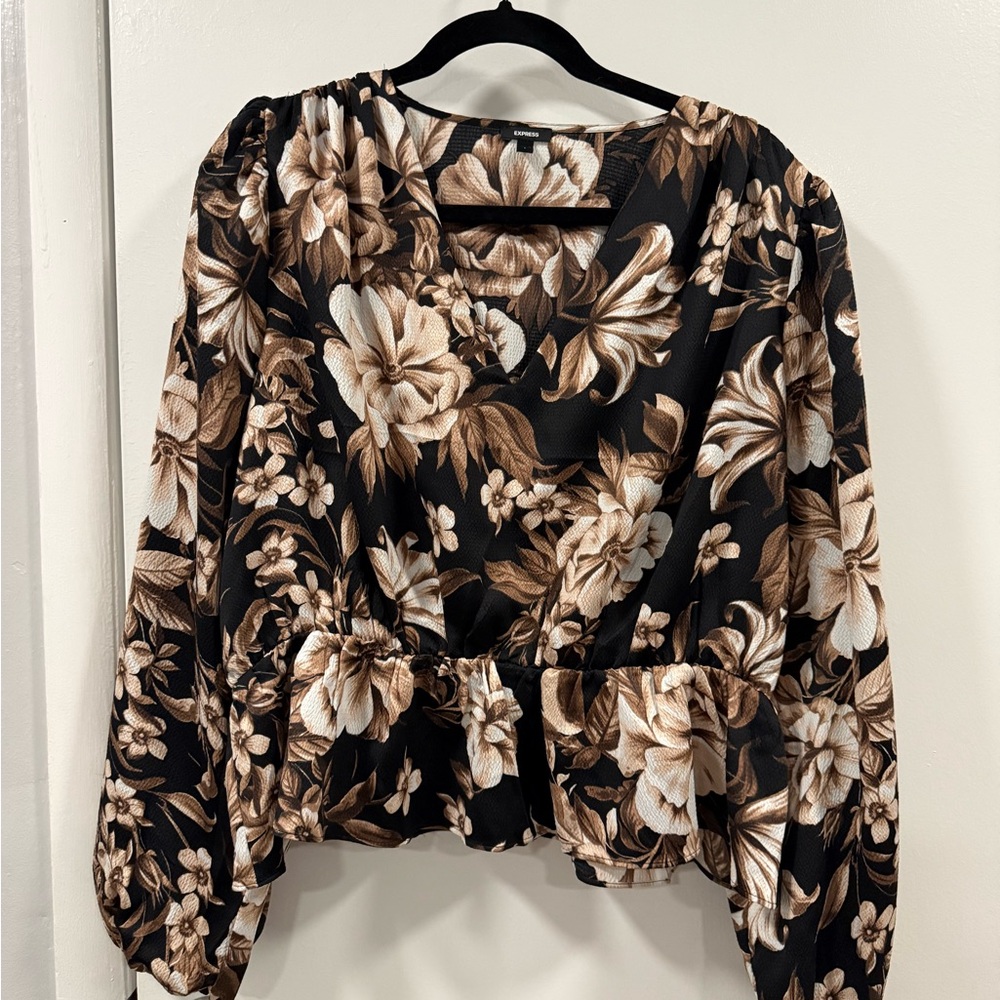 Floral Black and Brown Women's Top